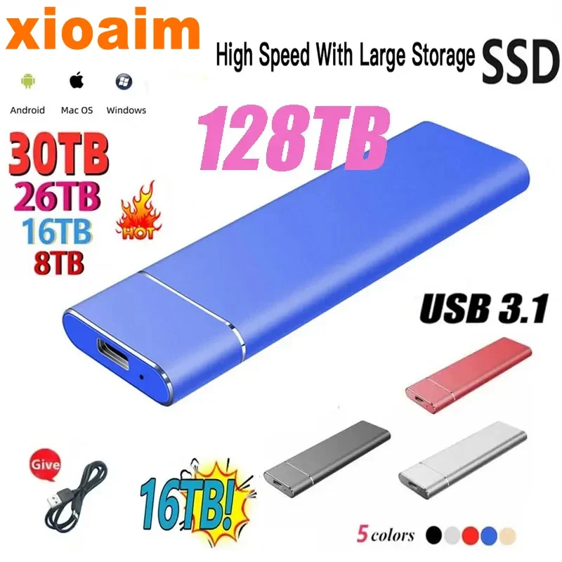 Per xiaomi unità a stato solido Mobile esterna Flash Drive portatile TypeC USB Mini Slim dispositivo di memoria Flash di trasferimento ad alta velocità