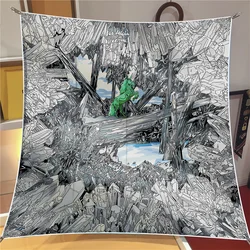 Silk Scarf Women Print Square Scarves Geometric Horse Silk Foulards Femme Wraps Beach Shawl Bandana Lady Hijabs 90CM