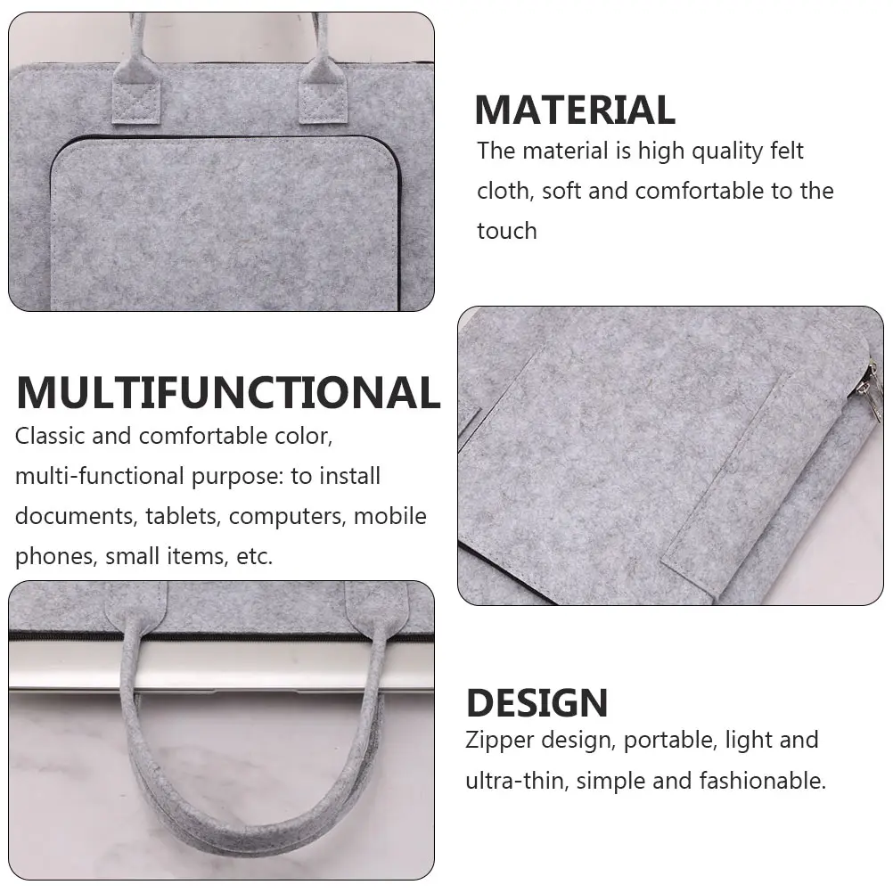 

1Pc Felt Laptop Bag Delicate Internal Material Computer Handbag AntiWear Tablet Container Business Briefcase