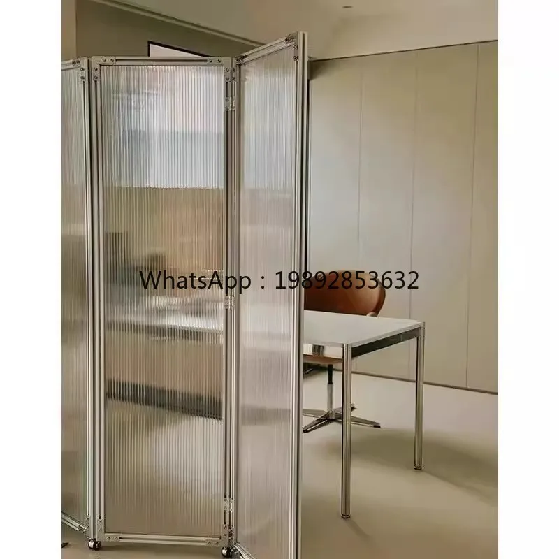 YFY Office Glass Entry Screen Foldable Mobile No-Drill Dining Room Living Room Internet Celebrity Aluminum Profile