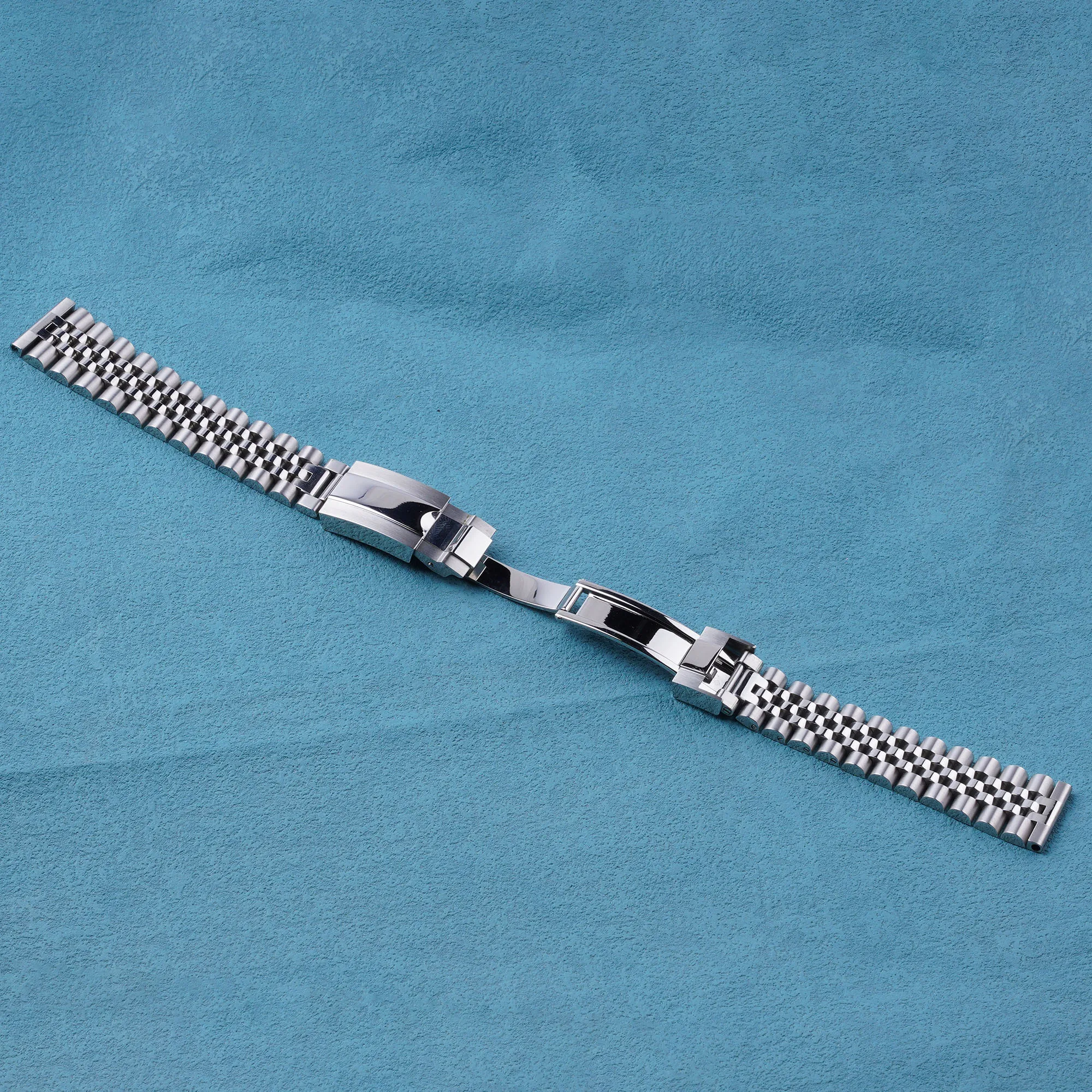 Rolamy 20 22mm Silver Stainless Steel Replacement Wrist Watch Band Strap Bracelet Jubilee with Oyster Clasp For Seiko Bracelet