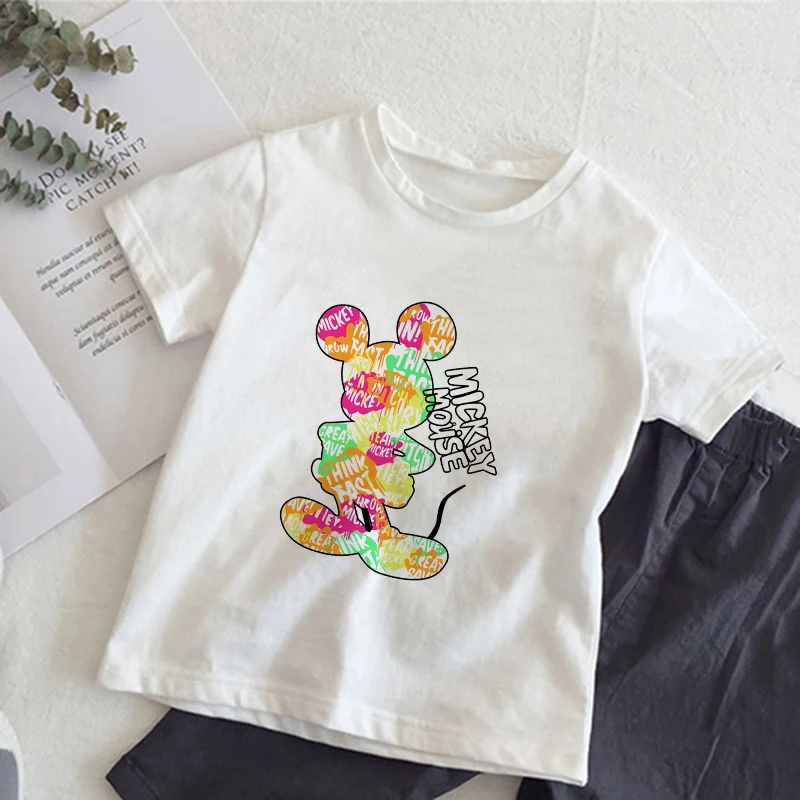 

Mickey T-shirt Children Clothes Disney Minnie Mouse Kids Tee Tops Casual Clothing Boy Girl Short Sleeve Fashion Boutique Gifts