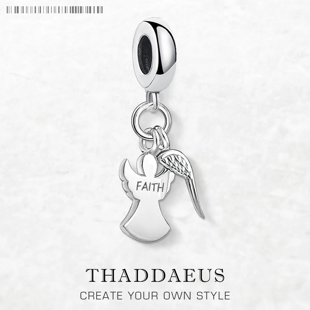 Angel Faith Wing 댕글 참 펜던트, 유럽 스타일 클럽 쥬얼리, 925 스털링 실버, 달콤한 선물