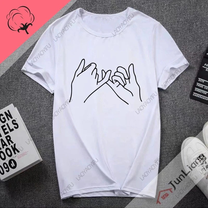 100% Cotton Men's T-shirt Hands Promise Gesturing Streetwear Y2k Mens Clothes Short Sleeve Tee Funny Gifts Clothing T-shirts