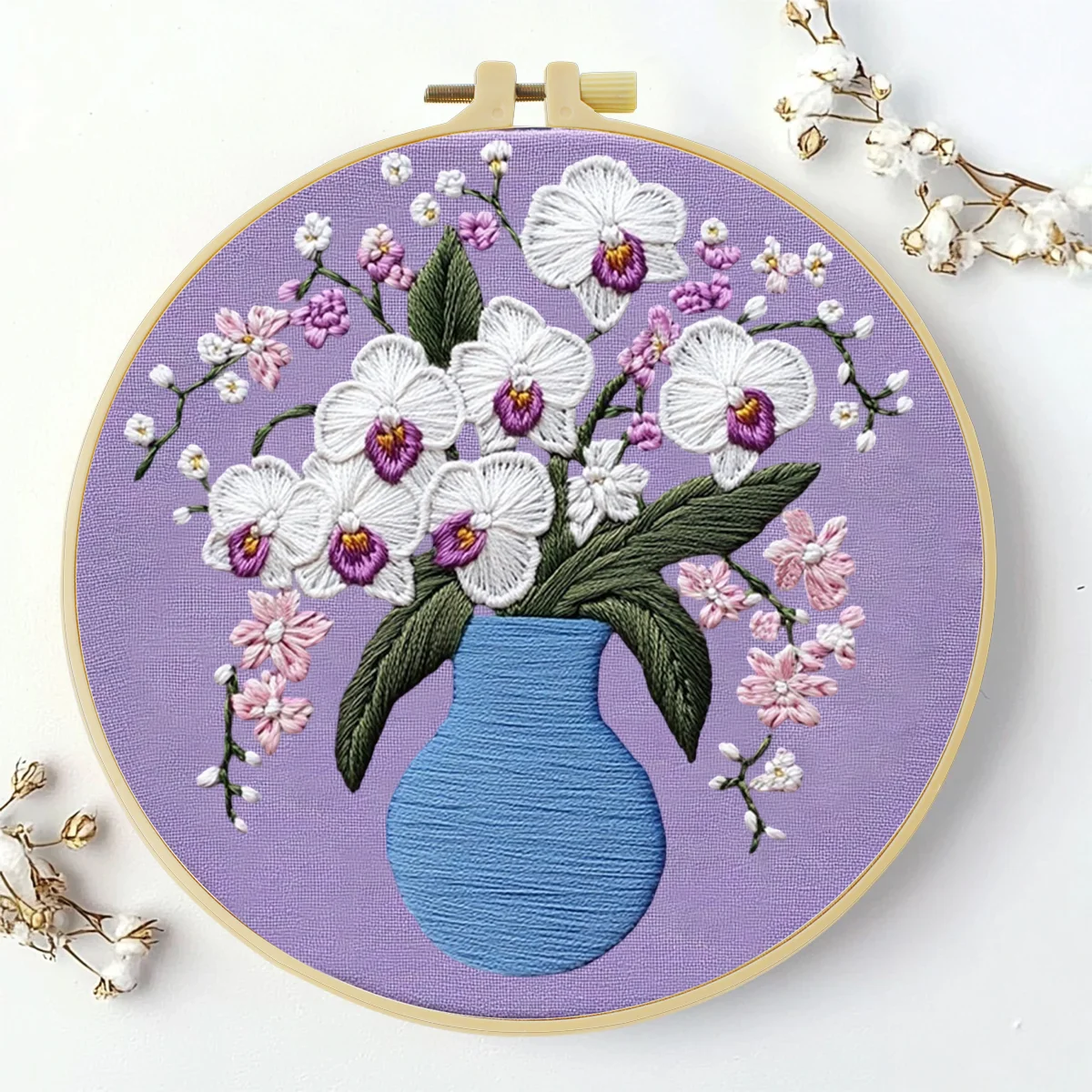 1 Stück 20X20CM/15X15CM 7,87/6,3 Zoll Blumen-Stickerei-Starter-Kit DIY-Kit DIY-Stickerei-Set Handarbeiten Malerei Nadelkunst – Detail 2