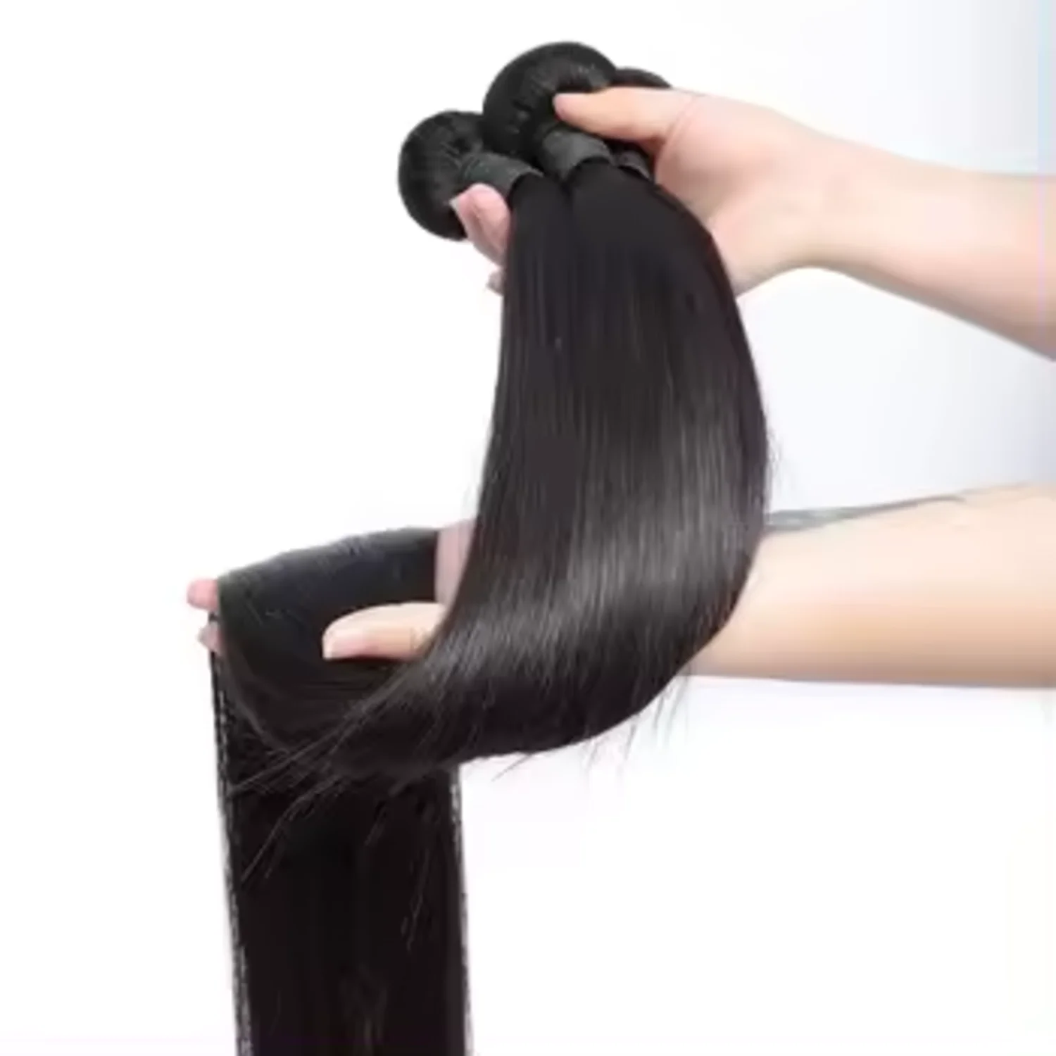 Capelli umani vergini lisci brasiliani 10A 3 pacchi, capelli umani lisci serici vergini Remy non trattati al 100% per le donne