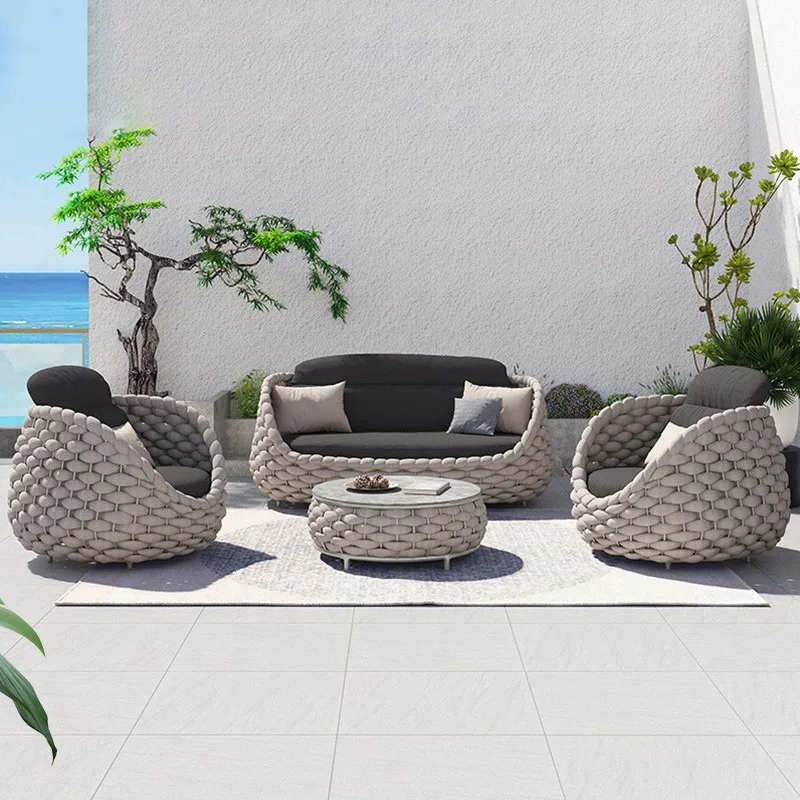 Outdoor Sofa, Rattan Weave, Courtyard, Bird\'s Nest, Balcony, Rattan Chair, Tea Table, Waterproof, Sunscreen, Leisure Furniture