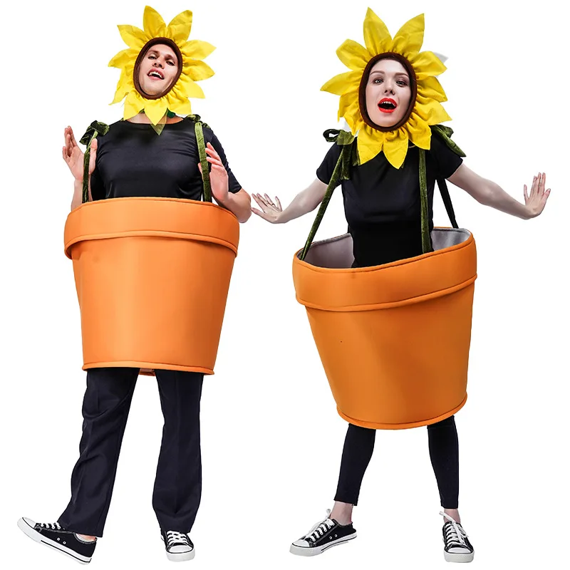 Sonnenblumen Topfpflanze Cosplay Kostüme für Frauen und Männer Halloween lustige Bühnen performance Maskerade Ball Outfits