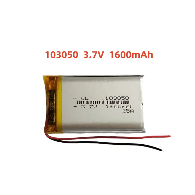 3.7V 1600mAh Li-Polymer Replacement Li Lipo Battery 103050 JST 2Pin 1.0/1.25/1.5/2.0/2.54mm Connector For GPS Camera LED