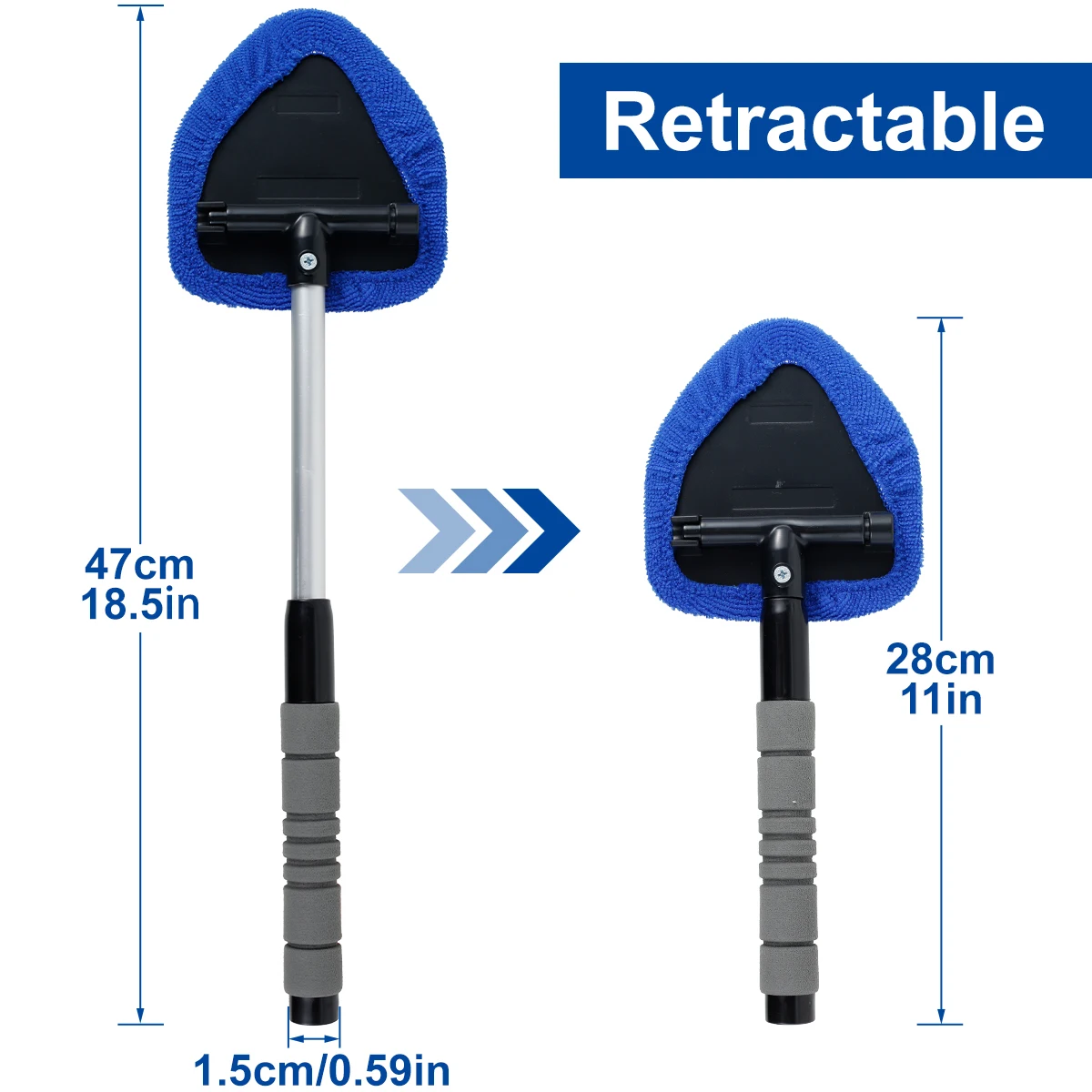 Telescopic Car Window Windshield Cleaning Brush Set Auto Interior Glass Wash Wiper with 5 Reusable and Washable Pads Long Handle