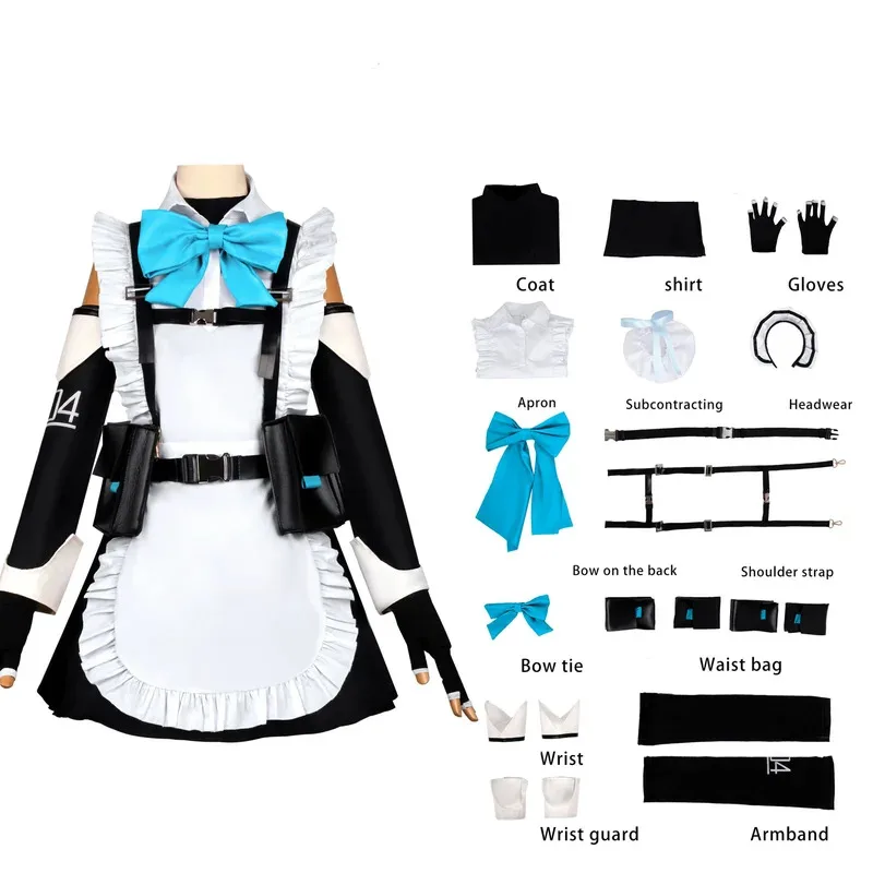 Archiwum Gier Animacja Asuma Toki Strój Cosplay Niebiesko-Biały Mundur Bojowy Sukienka Pokojówki Peruka Kobieta Seksowny Strój Karnawałowyx;2'a,6.h;