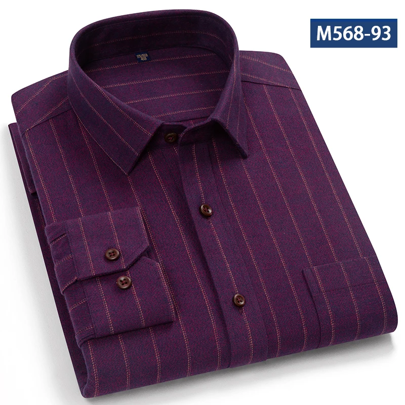 Men's Cotton Brushed Shirt Soft Plaid Long Sleeve Classic Check Shirt Warm Comfortable Lumberjack Shirt for Autumng Men Clothing