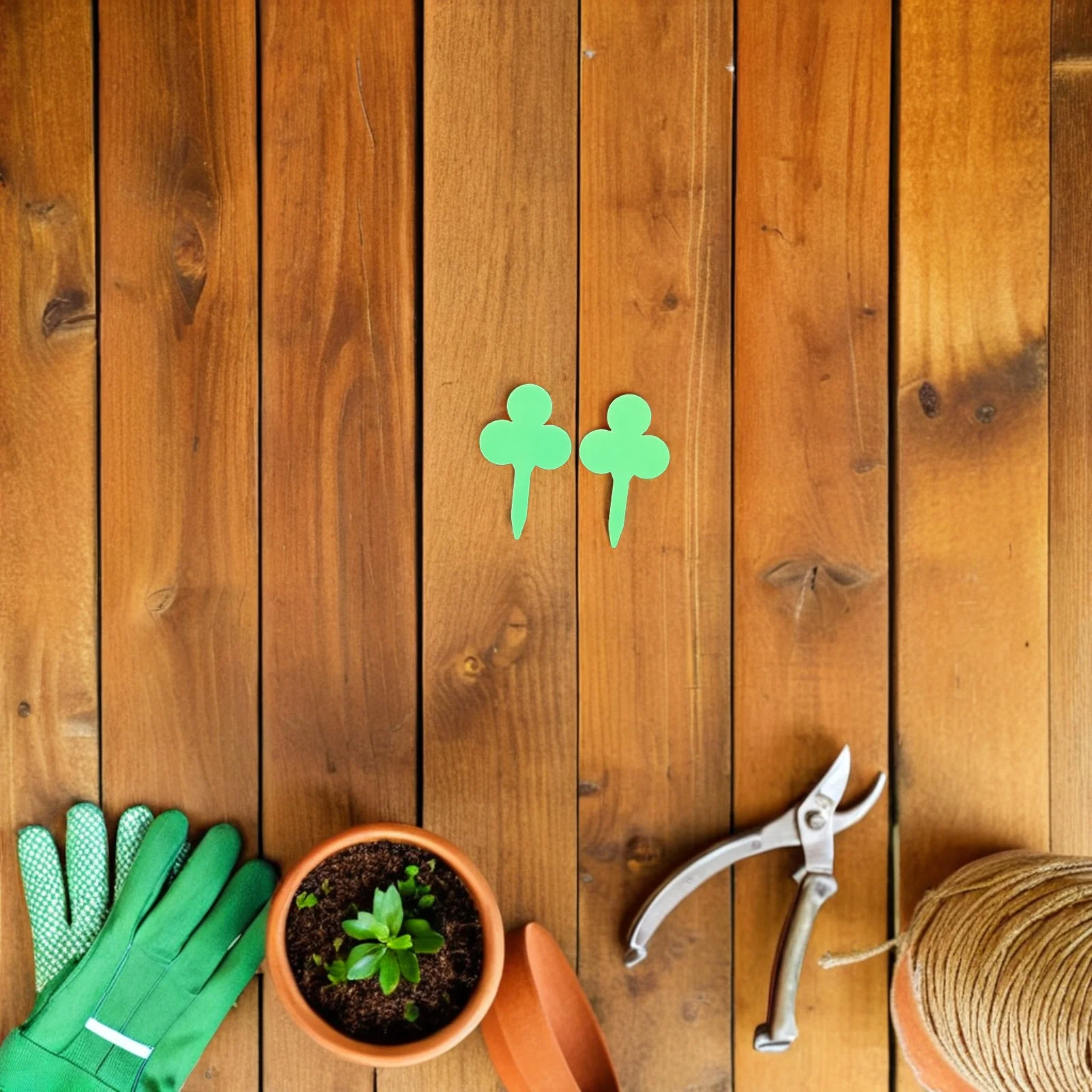 

100Pcs Plastic Plant Labels Shamrock Garden Stakes Surface Waterproof Long-Lasting Markers for Seedlings Succulents