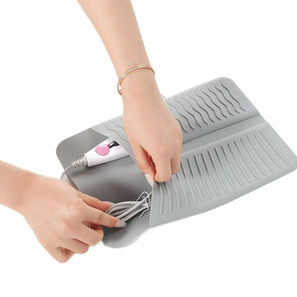 2 in 1 Hair Curler Storage Bag Silicone Folding Heat Resistant Mat Dustproof Portable Hair Tool Styling Organizer Women Gift