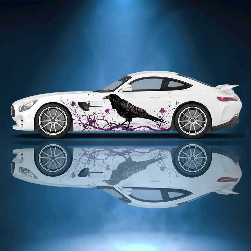 

Full Moon Crow Flower Car Vinyl Wraps Decal Self-adhesive PVC Sticker Suitable for Trucks SUV Decoration Auto Accessories Gift