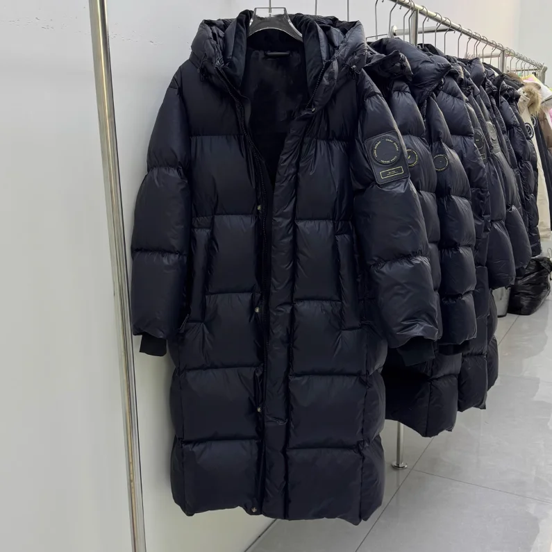 

Удлиненное мужское зимнее пальто Thiened с капюшоном, 400 г, из белого гусиного пуха, для улицы, защита от экстремально низких температур, черное...