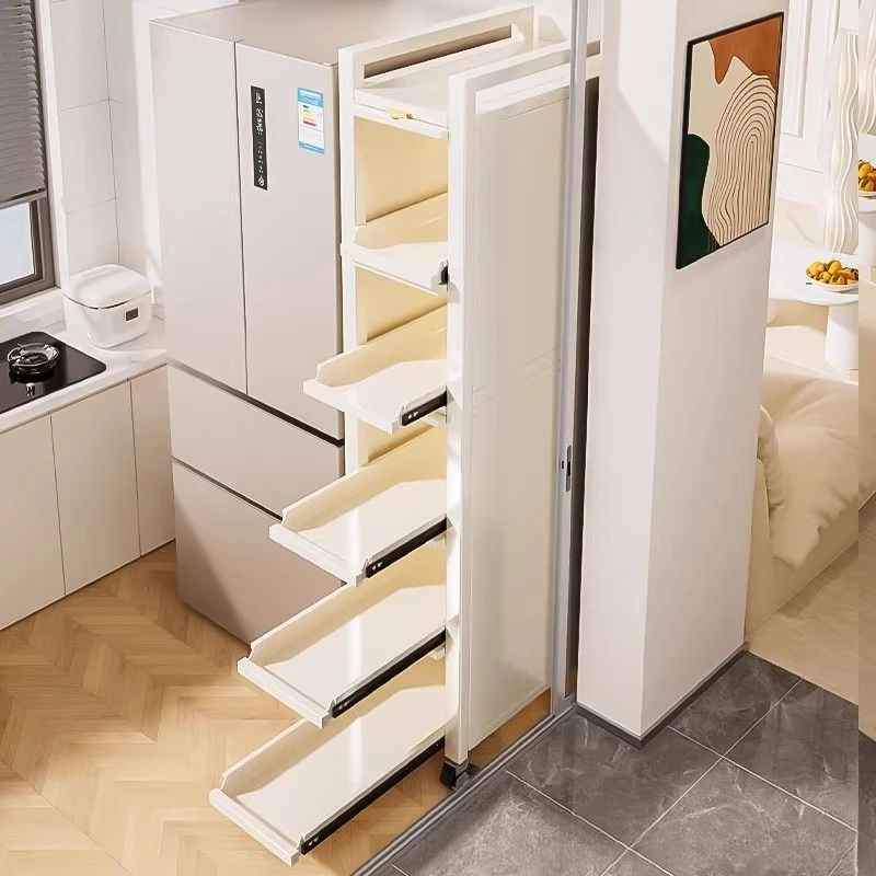 Narrow rack behind the door, seam rack on the side of the refrigerator, pull ultra-narrow model