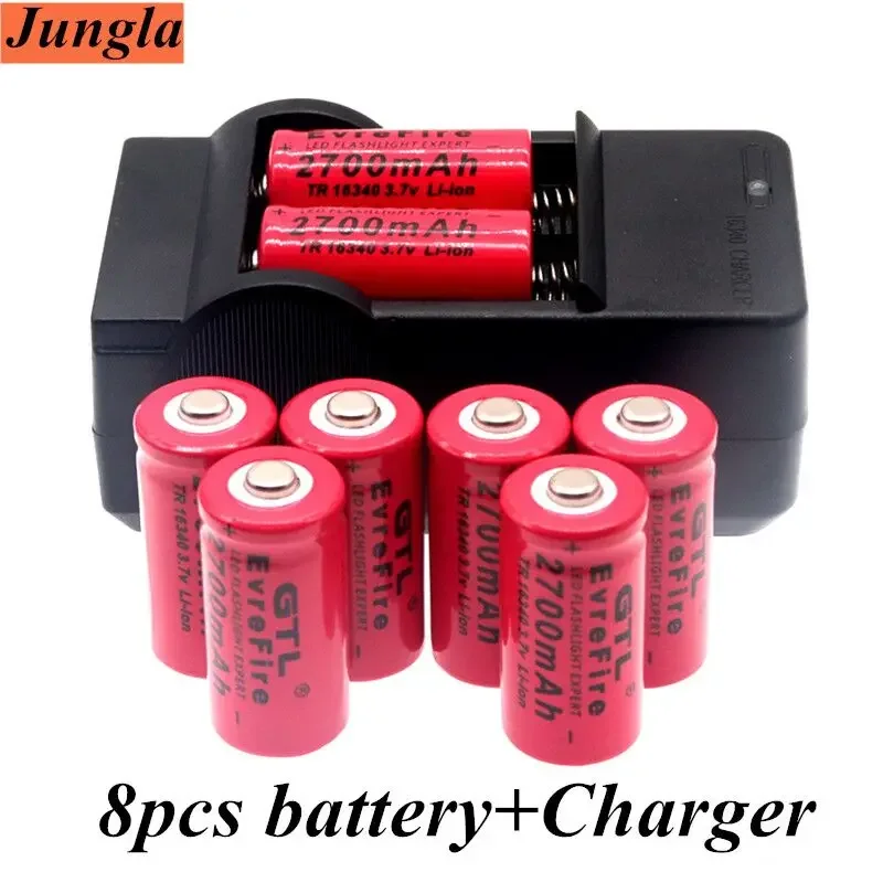 1-10 Pieces 2700mah 3.7 V Li-Ion 16340 Batteries CR123A Battery For LED Flashlight Travel Wall Charger