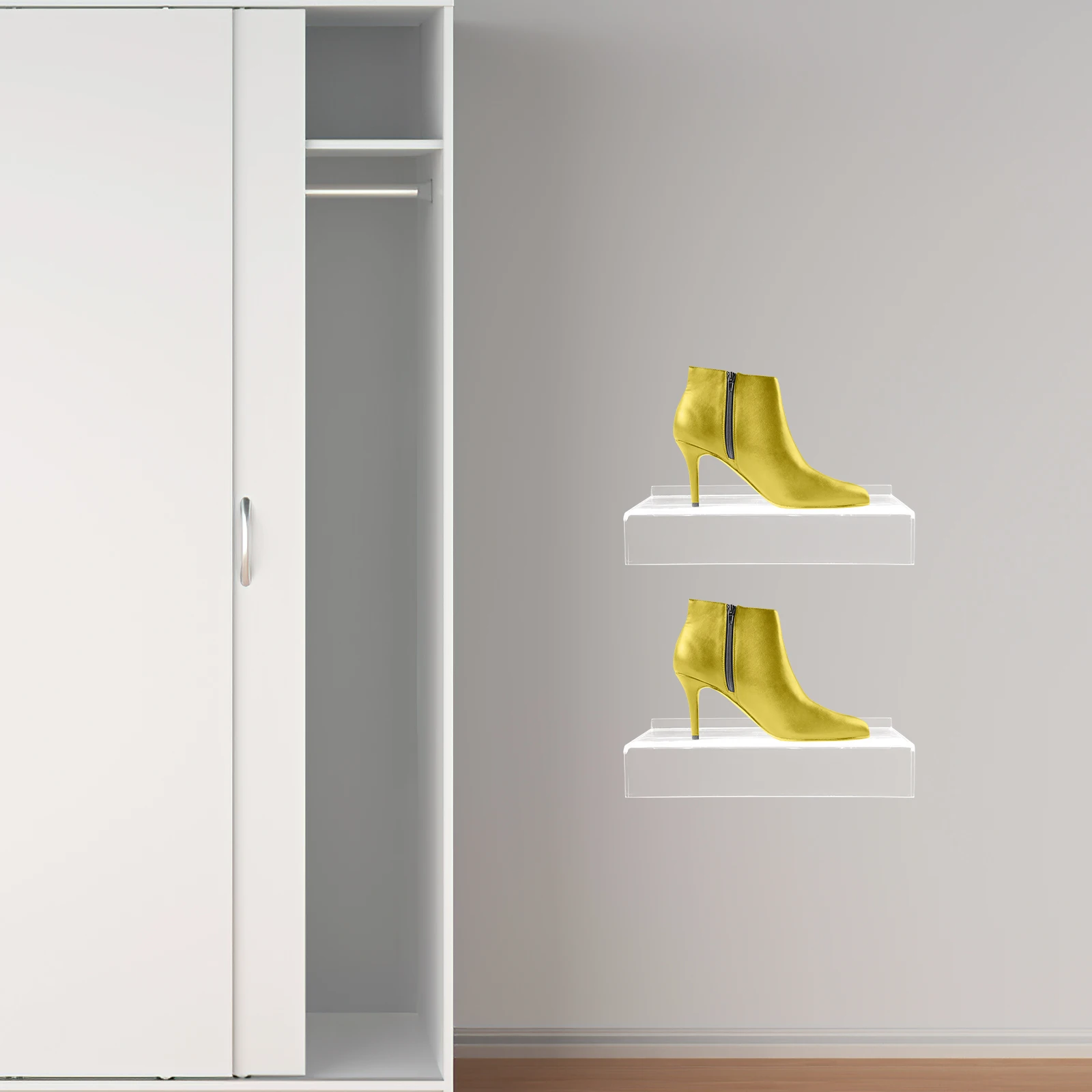 

5pcs Shoe Rack Transparent Display Shelf Retail Shop Slatwall Sneaker Holder Clear Plastic Shoe Storage Solution