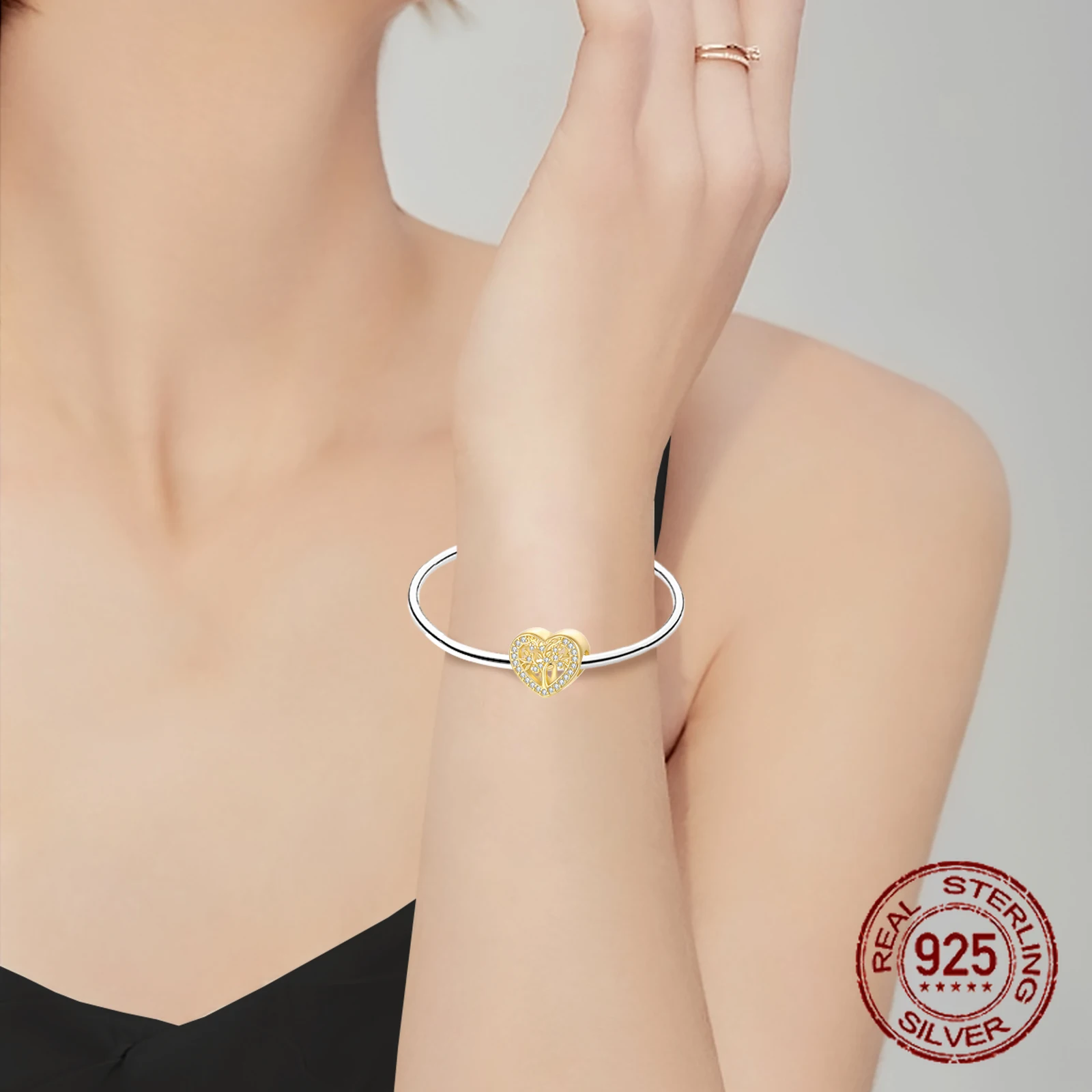 925 فضة شجرة الحياة الذهبية الأسرة الزركون المعلقات سحر صالح الأصلي سحر أساور النساء DIY مجوهرات هدية