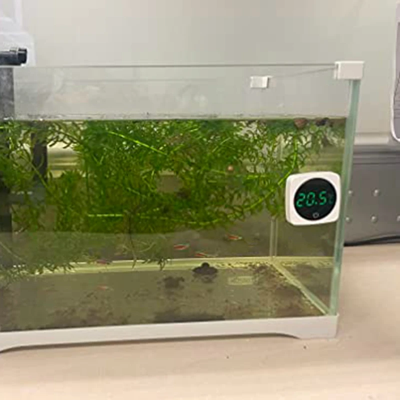 Termómetro de acuario de 2 piezas, sensor de temperatura preciso a ± 0,9 ° C Blanco El termómetro del tanque 5S Refresh Pantalla táctil HD Digital