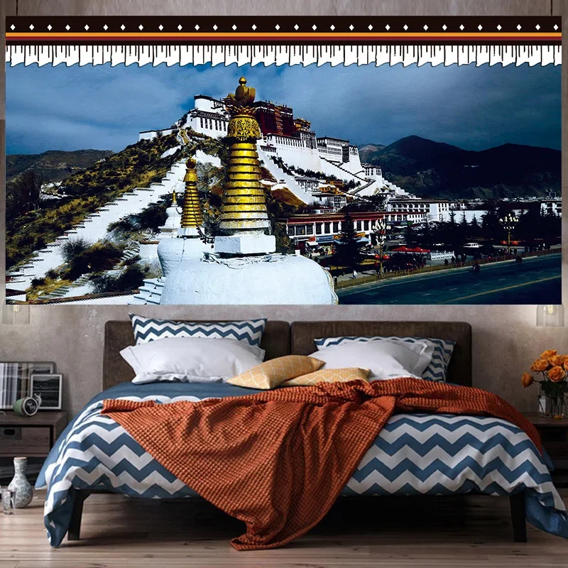 Large Potala Palace Tibetan Sirui Background Cloth Landscape Painting Wall Cloth Tibetan Bedroom Hanging Cloth Living Room Decor