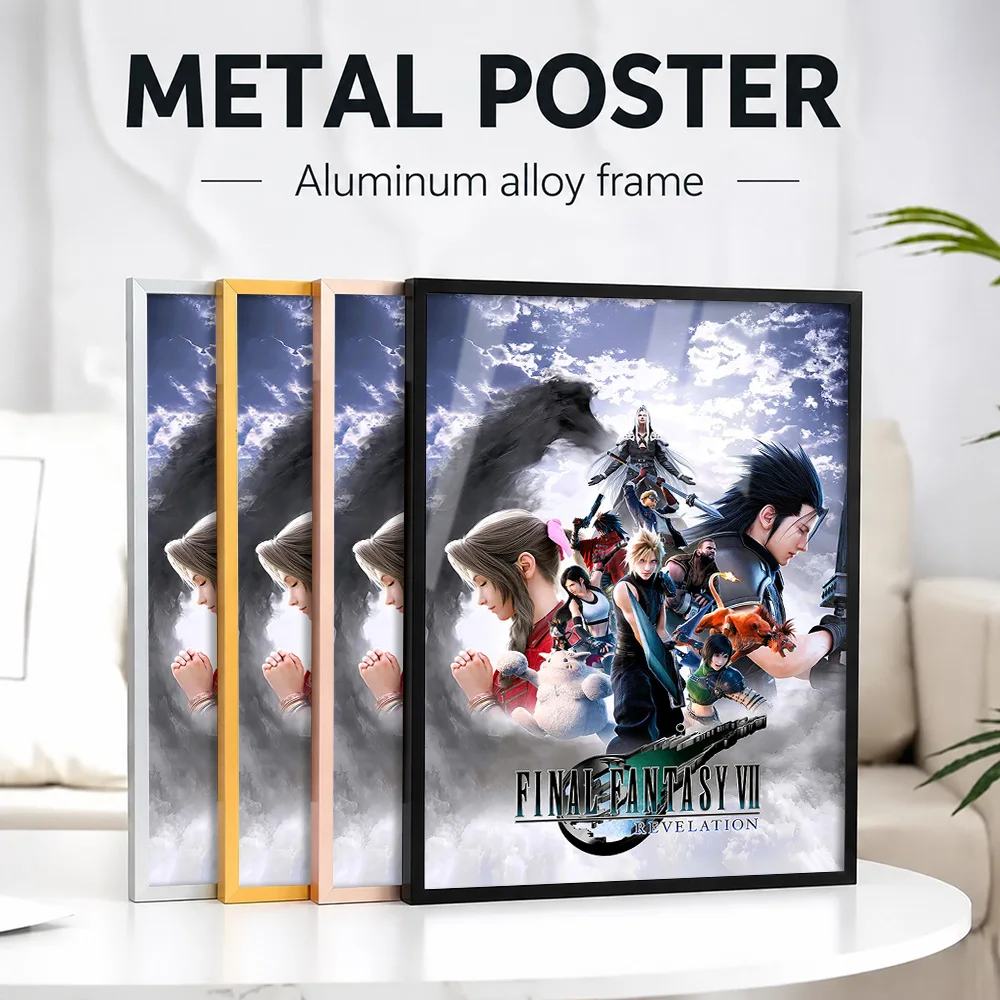 Final Fantasy VII Revelation Framed Metal Poster Personalized Photo Dark Medieval Style Wall Art For Home Office Birthday Gift