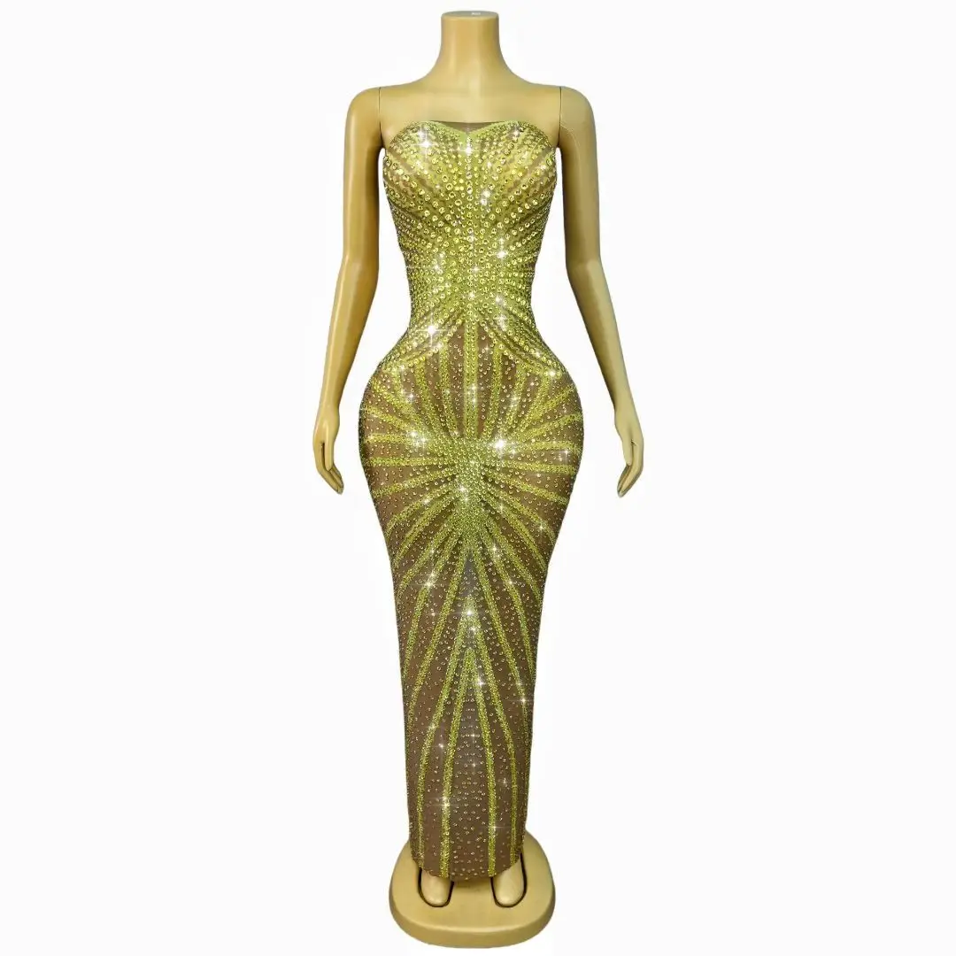 Shuixiu High Quality Women's Luxury Dress Crystals Diamonds Sleeveless Party Evening Gowns Club Celebrity Backless Prom Outfit