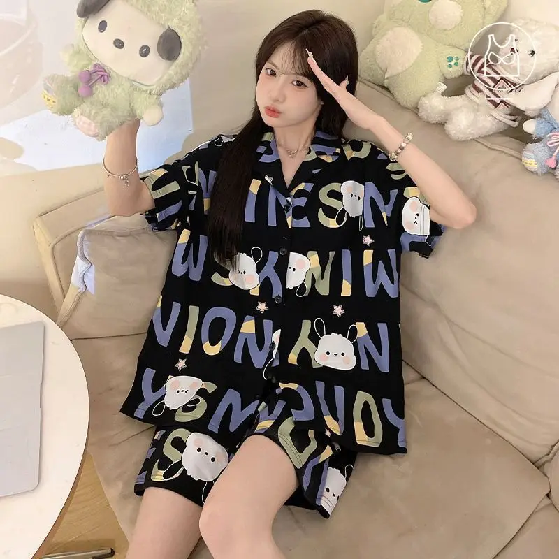 2026 New Women's Summer Pajamas Pochacco Short Sleeve Shorts Two-Piece Set Cute Best-Selling Cartoon Home Clothes Set Gift Loose