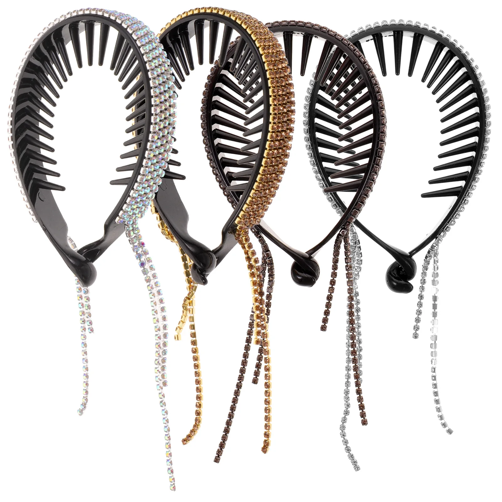 

4 Pcs Tassel Buckle Ponytail Clip Sparkle Hair Ties Accessories for Women's Rhinestones