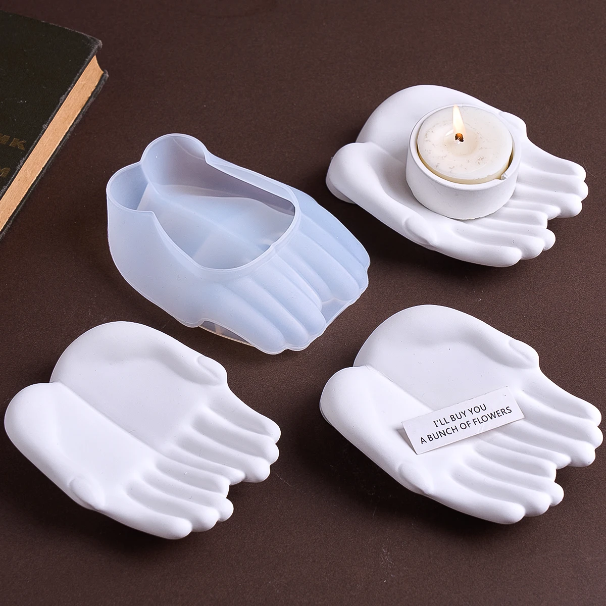 

3D Hand Shape Tray Silicone Mould DIY Handmade Aromatherapy Plaster Hand Dish Jewelry Storage Plate Crystal Resin Mold Home Deco