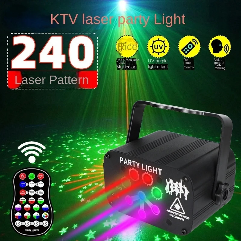 

KTV Laser Mini laser 8 hole lamp party atmosphere DJ lamp pattern rotary projection scanning lamp stage light