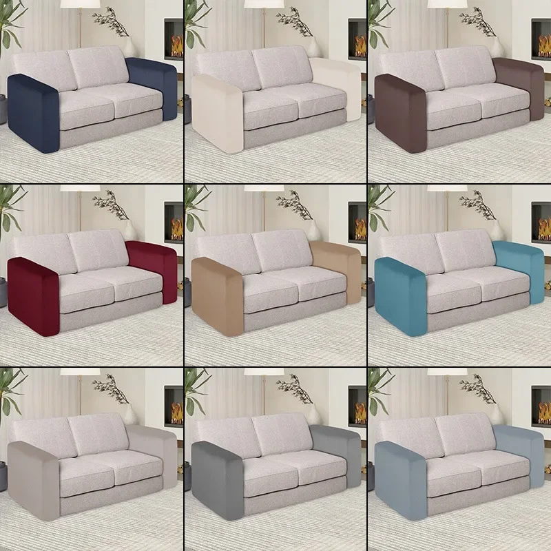 1 Pair Velvet Sofa Armrest Covers Stretch Solid Color Scratch Proof Stain Resistant Washable Living Room Decor