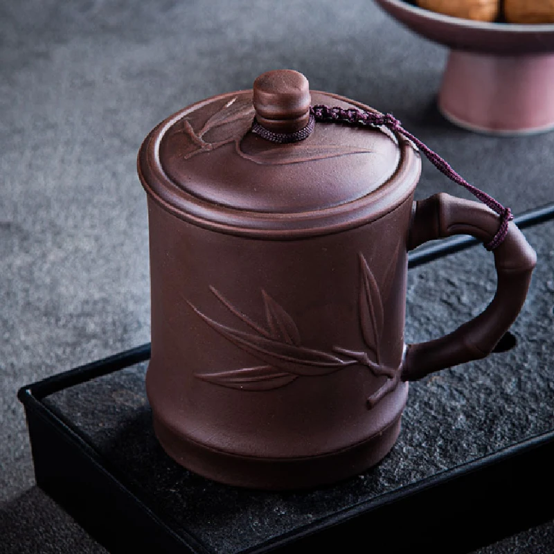 420ml Yixing Chinese-style Purple Sand Tea Cup Household Tea Cup Retro Tea Cup with Handle and Cover Kungfu Tea Set Tea Cup