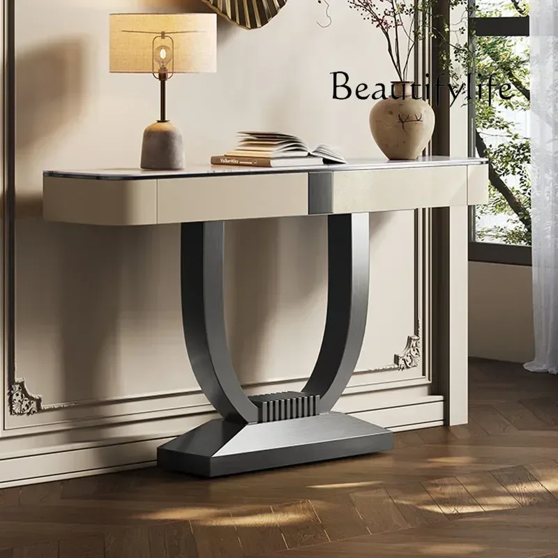 

Консольный столик с уникальным декором, элегантный роскошный дизайн ящика, угловой столик, современная простая консоль, мебель для гостиной