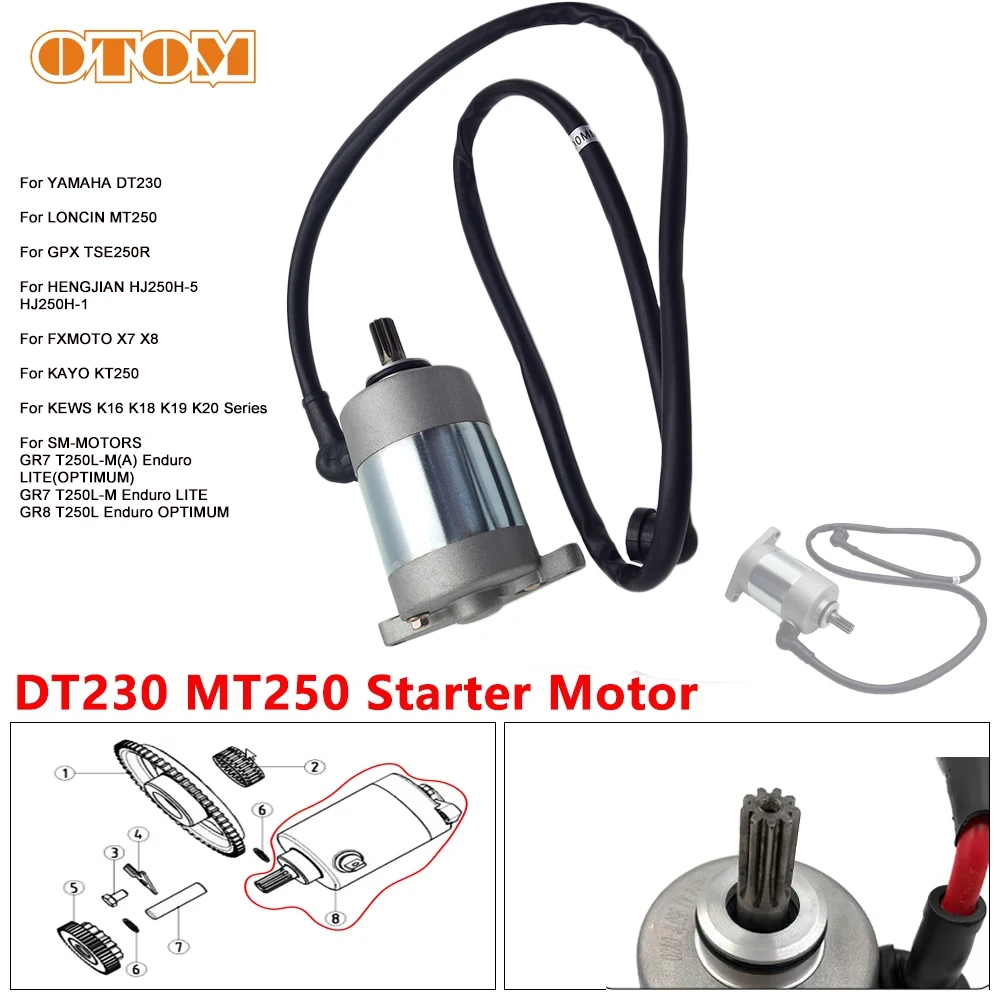 

OTOM Motorcycle Starter Motor Electric Starting Unlimited Power Ignition For Yamaha DT230 MT250 HJ250H GR7 GR8