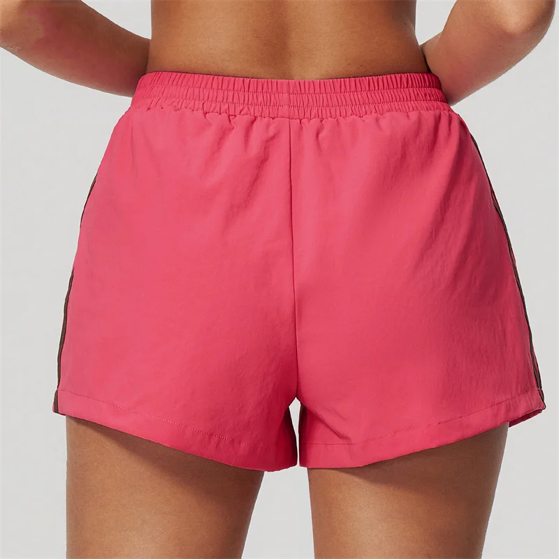TRY TO BN Color blocking Women Shorts Side Pockets Sports Breathable High Waisted Leggings Workout Fitness Running Gym Clothing
