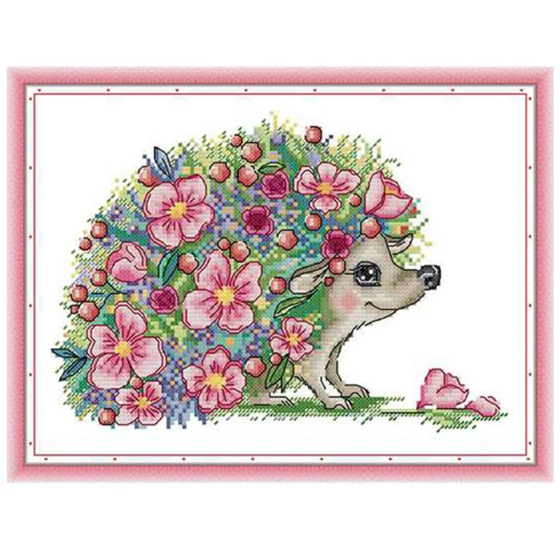 

Cross Stitch Kits Stamped For Adults Beginner Kids 11CT DIY Embroidery Needlework Kit - Beautiful Hedgehog 38X27cm