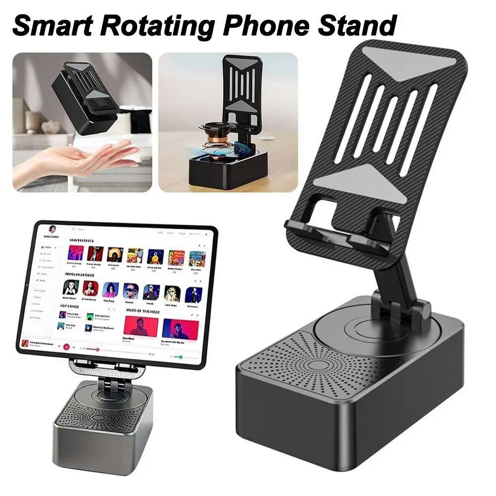 Foldable Smart Rotating Phone Stand Portable Adjustable Lazy Stand Dual Speaker Rack Multifunctional view 2