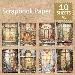 10 Sheets A5 Size Christmas Window Christmas Tree Presents Background Vintage Grunge Journal Planning Scrapbooking