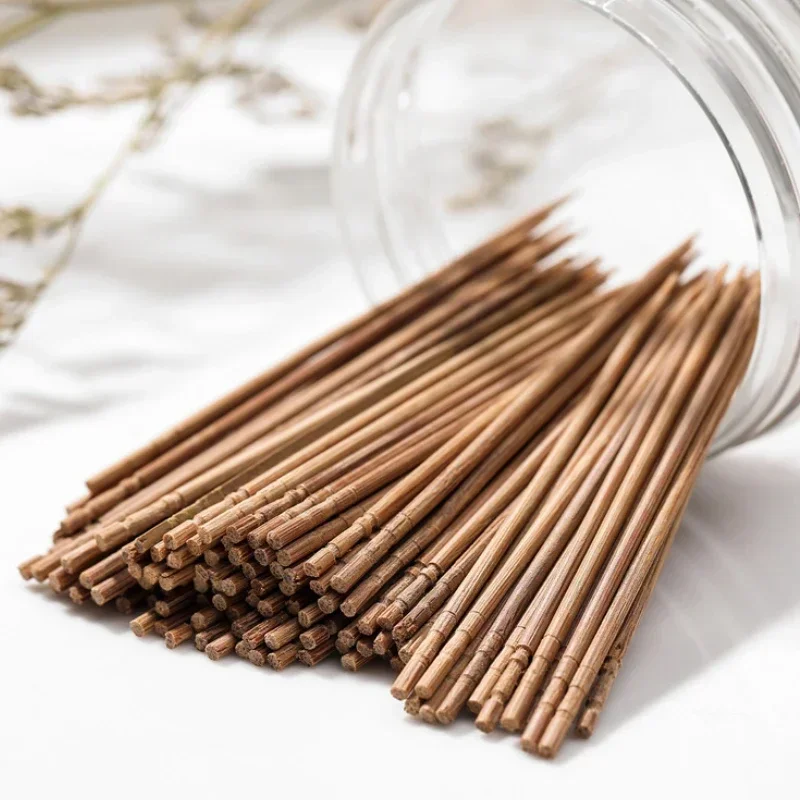 200pcs/bag Supermarket Hotel Household Portable Disposable Carbonized Bamboo Toothpicks Single Head Toothpicks Fruit Toothpicks