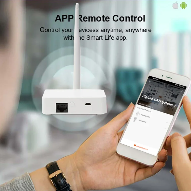 Tuya ZigBee Smart Hub, with Network Cable Socket Wired Connection Gateway Bridge for App Remote Control Works with Alexa Google