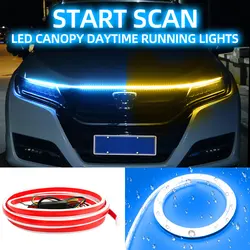 150/180CM LED Car Hood Lights Strip Daytime Running Light Scan Dynamic Automotive Hood Decorative Ambient Lights Universal