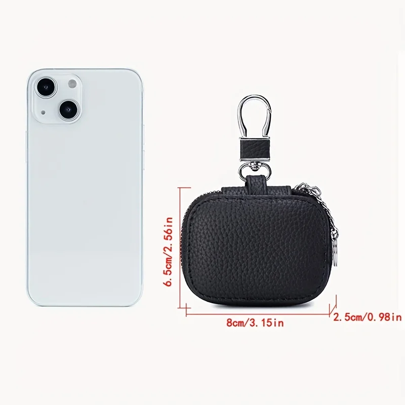 Earbud Carrying Case Small Compatible with PU Leather Earphone Case Protective Storage Pouch Bag with Mesh Pocket & Keychain for