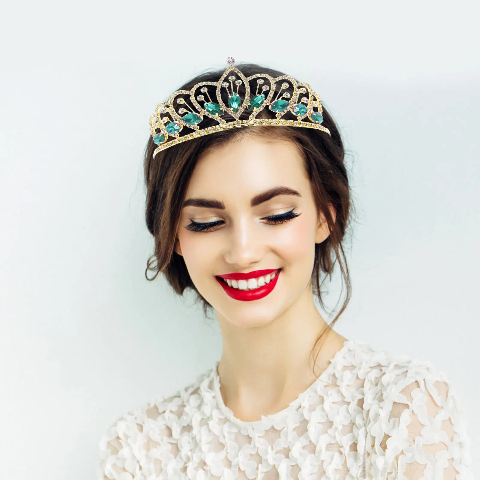 

Rhinestone Crown Hair Hoops Sparkling Headb Shiny Rhinestones Bride Favors Wedding Party Accessories Delicate Design
