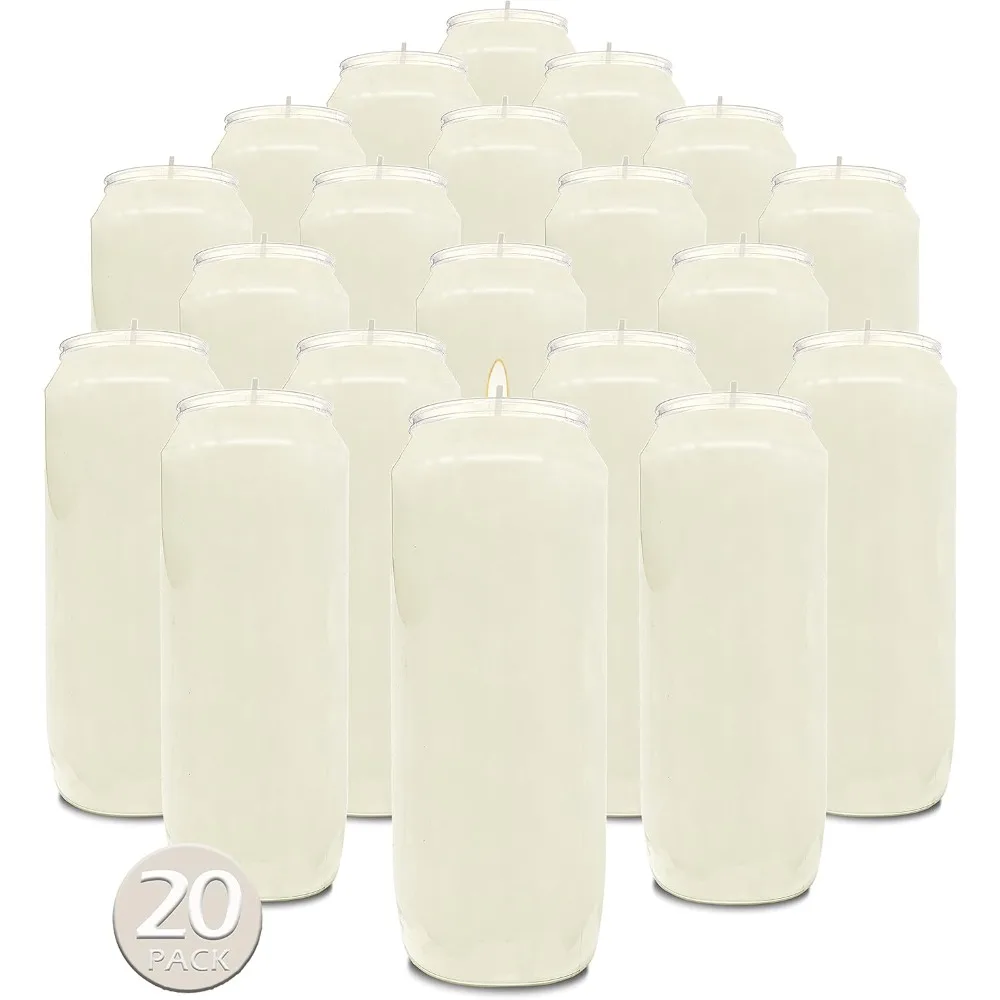 

Day White Prayer Candles, 20 Pack - 7 Tall Pillar Candles for Religious, Memorial, Party Decor, Vigil and Emergency Use - Vege