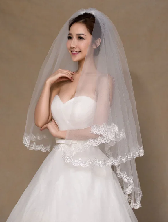 Ivory Semi-Sheer Tulle Chic Bridal Wedding Veil