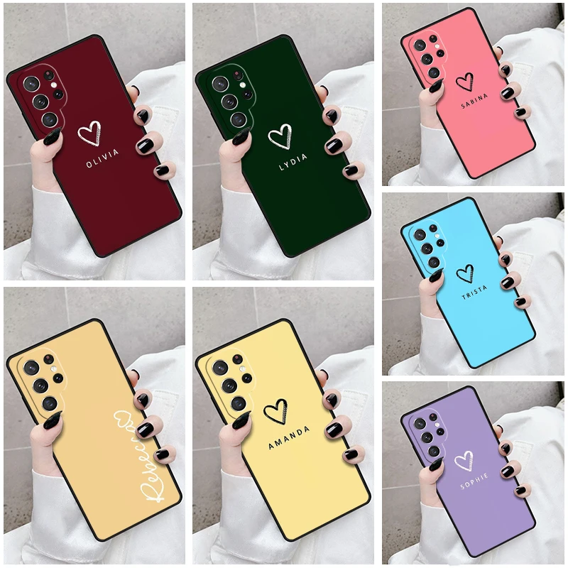 Phone Case For Samsung Galaxy S24 S23 S21fe S22 Ultra Plus Note 10 20 S8 S9 S10 Cover Personalised Pure Colors