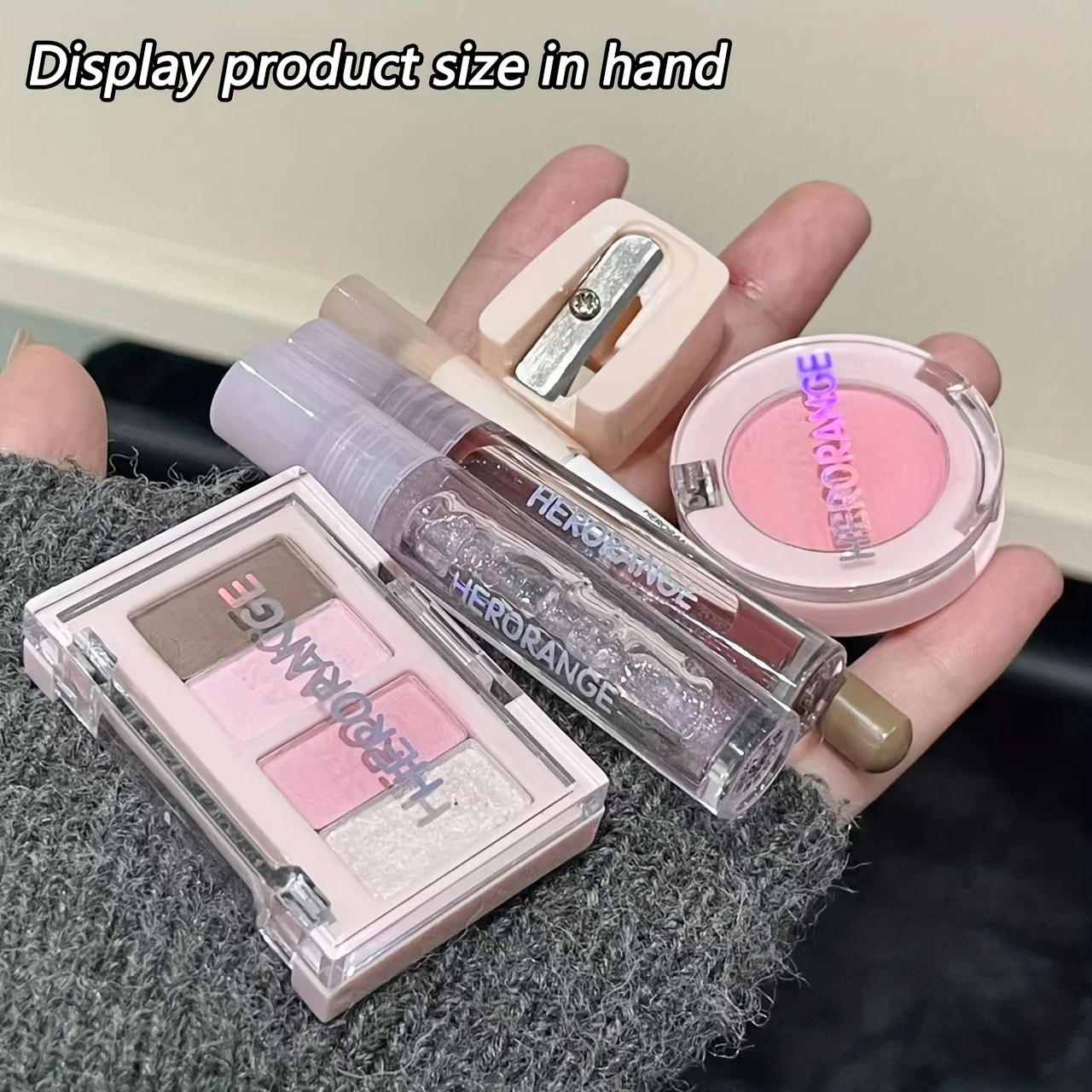 Herorange ミニメイクアップセット 6点セット リップグロス、リップグロス、アイライナー、ブラッシュ、アイシャドウ、長持ち、防水、化粧品セット、クリスマスギフト