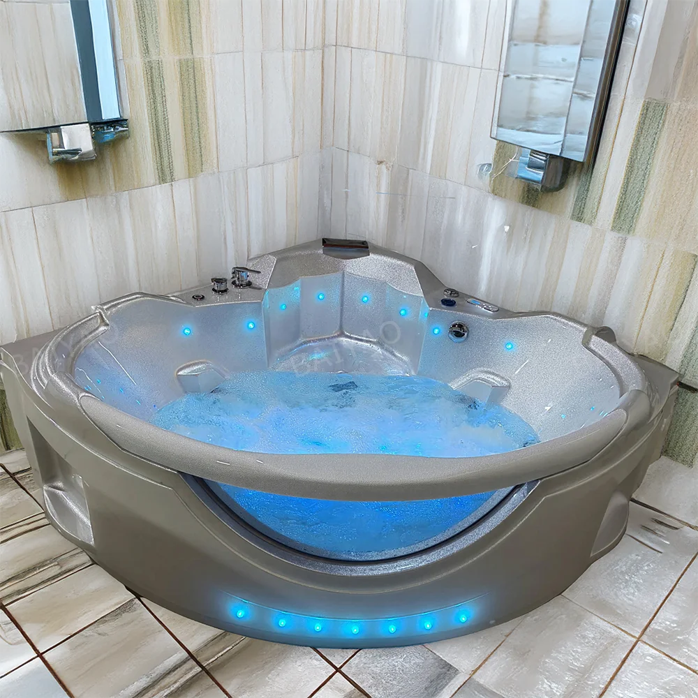 

BY Corner Spa Jaccuzie Indoor 1.55X1.55M Whirlpools Bathtubs 2 Person Interior Masaje With Tempered Glass